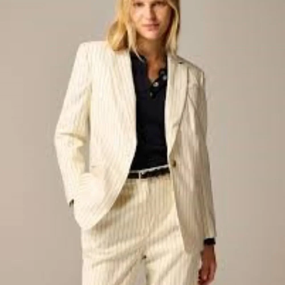 Jcrew Collection blazer in ivory pinstripe Italian wool blend, NWT, size 18 - Picture 2 of 6